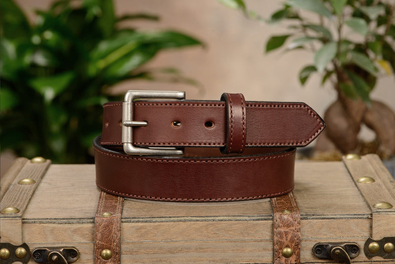 SPECIAL OFFER - The Maverick: Brown Stitched 1.50" - Amish Made Belts