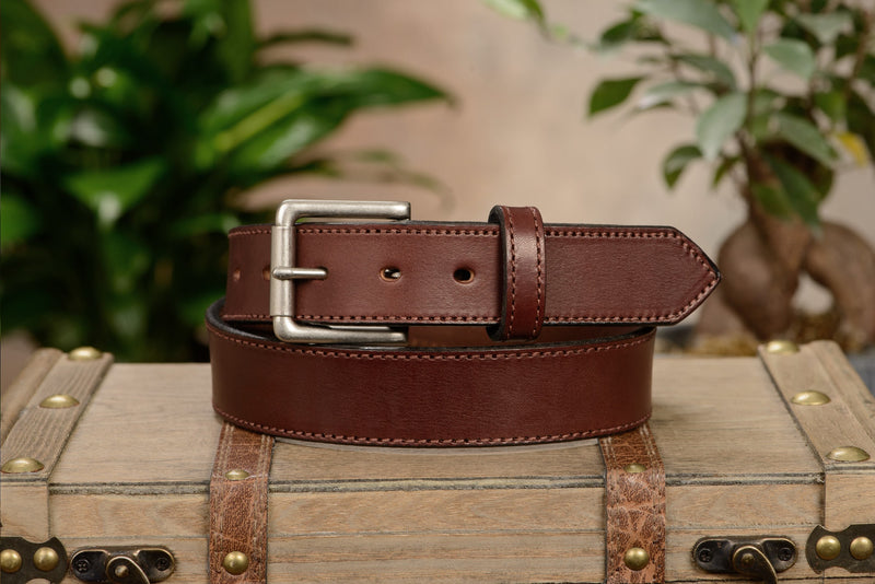 The Maverick: Brown Stitched 1.50" - Amish Made Belts