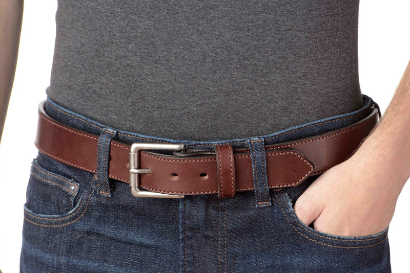 SPECIAL OFFER - The Maverick: Brown Stitched 1.50" - Amish Made Belts