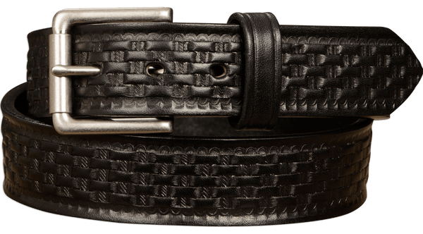 The Maverick: Men's Black Basket Weave Leather Belt 1.50" - Amish Made Belts