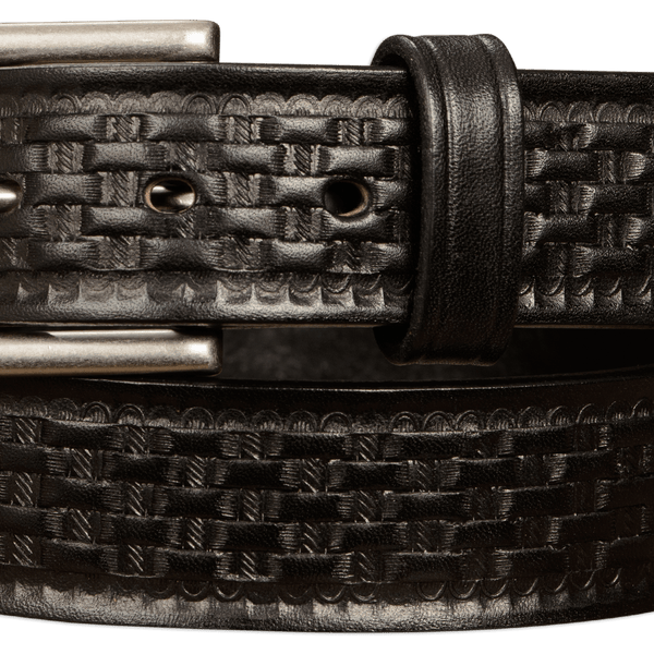 The Maverick: Men's Black Basket Weave Leather Belt 1.50