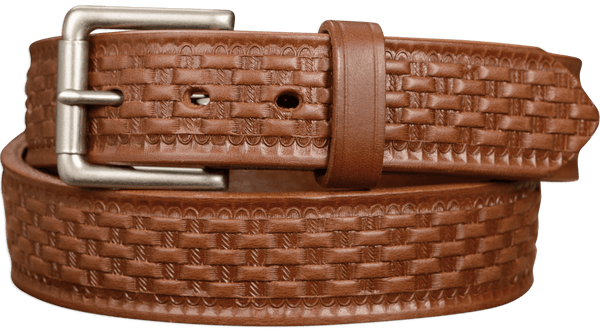 The Maverick: Men's Caramel Tan Basket Weave Leather Belt 1.50" - Amish Made Belts