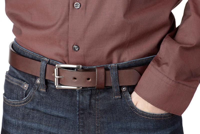 The Commander: Men's Brown Non Stitched Leather Belt 1.25" - Amish Made Belts