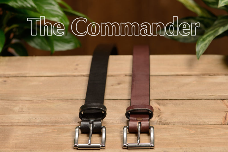 The Commander: Men's Black Non Stitched Leather Belt 1.25" - Amish Made Belts