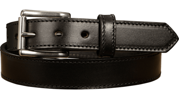 The Commander: Men's Black Stitched Leather Belt 1.25" - Amish Made Belts
