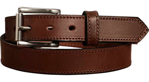 The Commander: Men's Brown Stitched Leather Belt 1.25" - Amish Made Belts