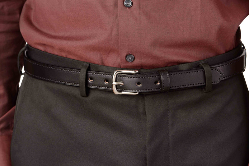 The Colt: Men's Black Stitched Leather Belt Petite Width 1.00" - Amish Made Belts