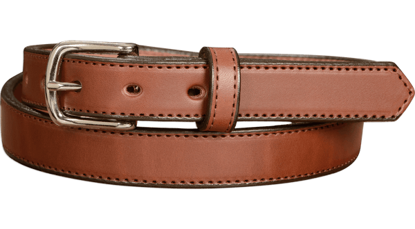 The Colt: Men's Medium Brown Stitched Leather Belt Petite Width 1.00" - Amish Made Belts