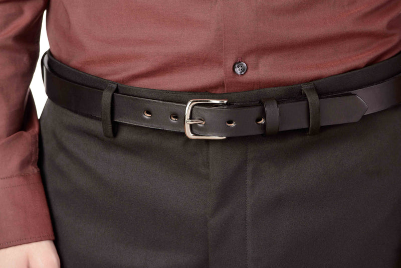 The Colt: Men's Black Non Stitched Leather Belt Petite Width 1.00" - Amish Made Belts