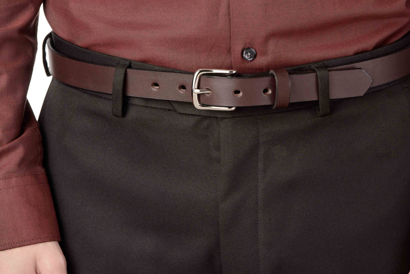 The Colt: Men's Brown Non Stitched Leather Belt Petite Width 1.00" - Amish Made Belts
