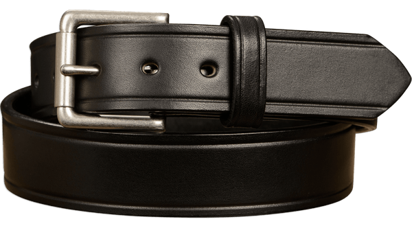 The Maverick: Black Creased Accent 1.50" - Amish Made Belts