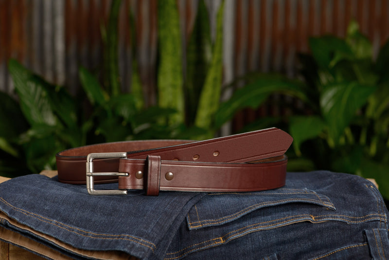 The Maverick: Brown Creased Accent 1.50" - Amish Made Belts