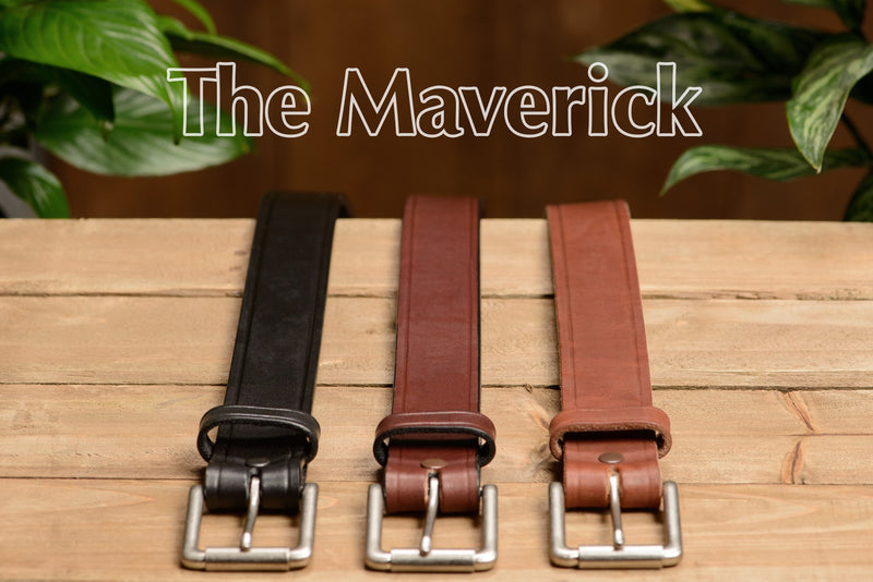 The Maverick: Brown Creased Accent 1.50" - Amish Made Belts