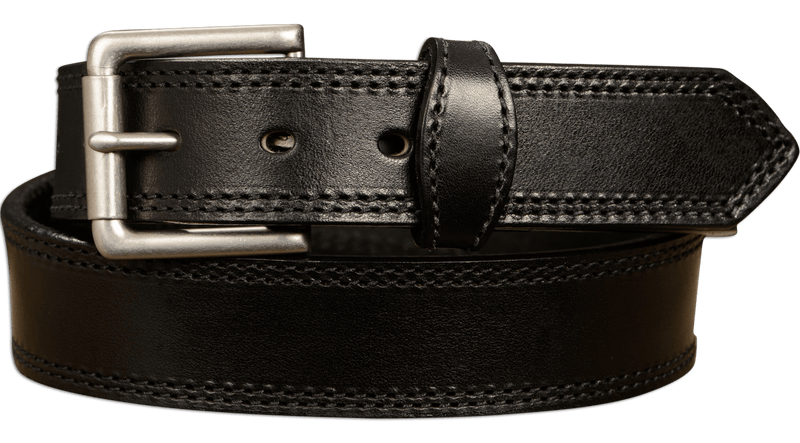The Maverick: Men's Black Double Stitched Leather Belt 1.50" - Amish Made Belts