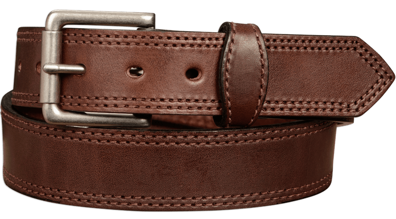 The Maverick: Men's Brown Double Stitched Leather Belt 1.50" - Amish Made Belts