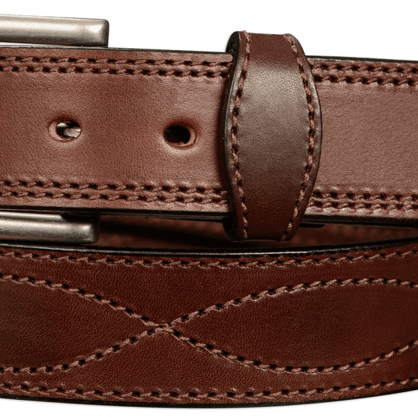 The Maverick: Men's Brown Figure 8 Stitched Leather Belt With Brown Thread  1.50