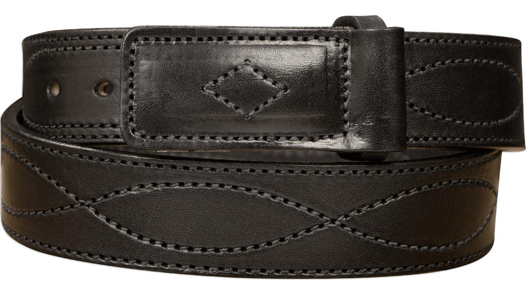 The Pit Boss: Black Figure 8 Black Stitched Buckle-less Ball  display picture 3