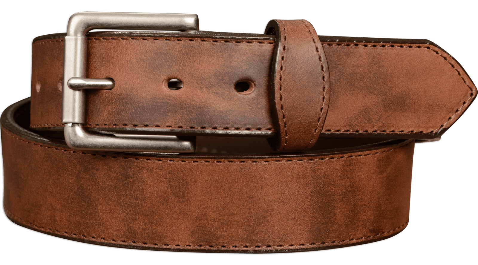 Oil Tanned Nubuck Leather Belt – 90/36 – Brass Buckle – Made in USA Bass Embroidered Nubuck Leather Belt. Tan Full Grain Leather  main image 2