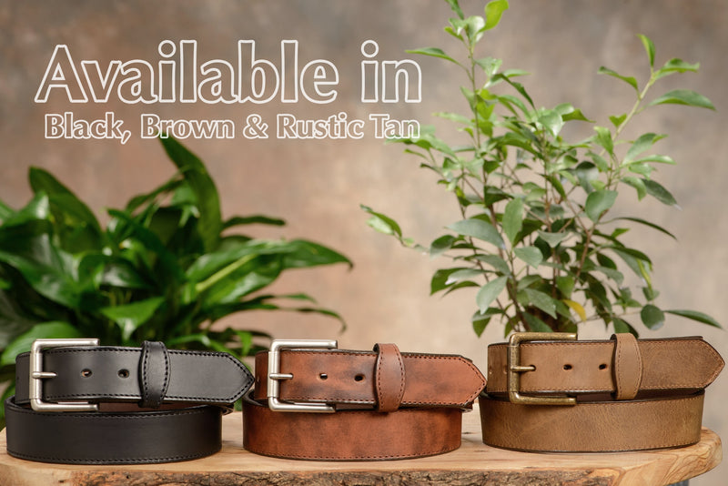 The Rockefeller: Rustic Tan Stitched Oil Tanned With Scalloped Ends 1.50" - Amish Made Belts