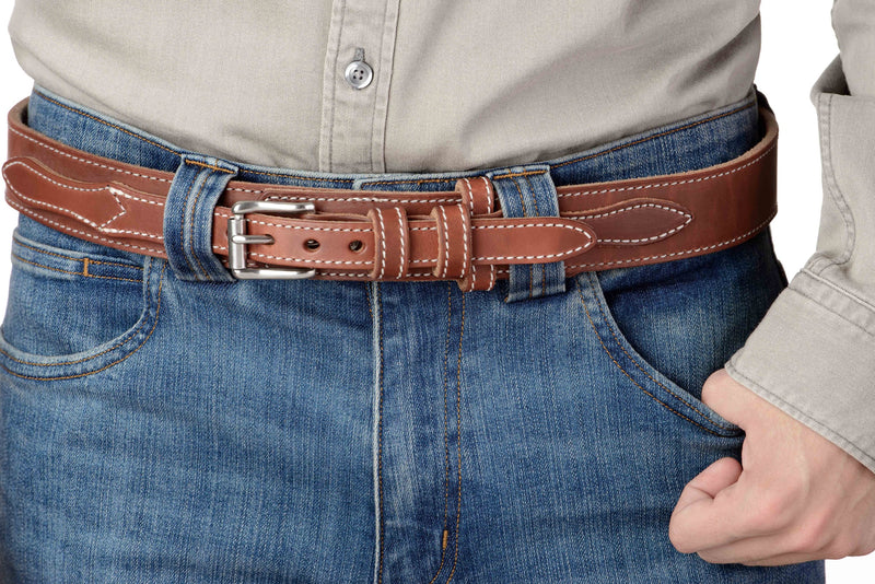 The Winchester: Hot Dipped Tan Stitched Ranger 1.50" - Amish Made Belts