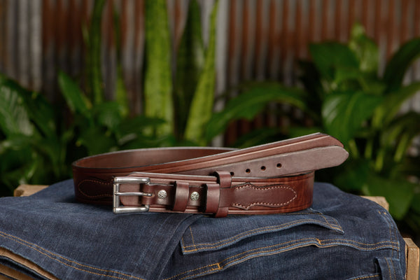The Winchester: Brown Creased Accent Ranger 1.75" Extra Wide - Amish Made Belts