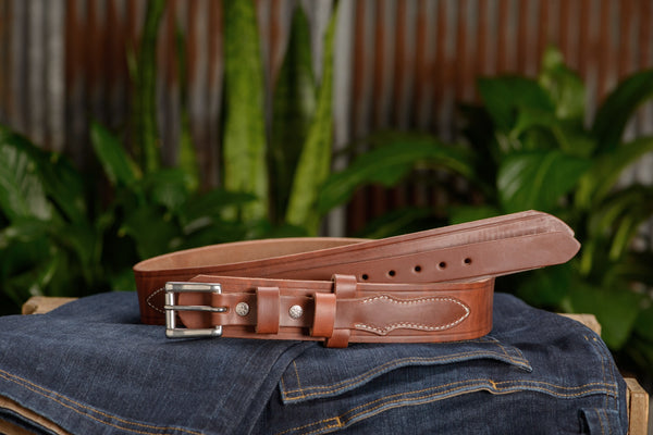 The Winchester: Hot Dipped Tan Creased Accent Ranger 1.75" Extra Wide - Amish Made Belts