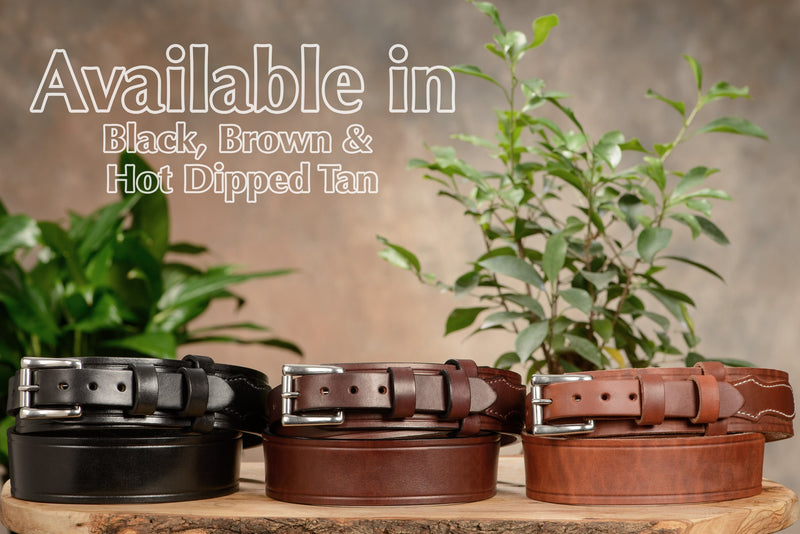 The Winchester: Hot Dipped Tan Creased Accent Ranger 1.75" Extra Wide - Amish Made Belts