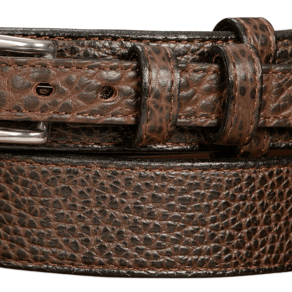Men's Brown Stitched American Bison Ranger Leather Belt - The Forester Men's Brown Stitched American Bison Ranger Leather Belt - The Forester