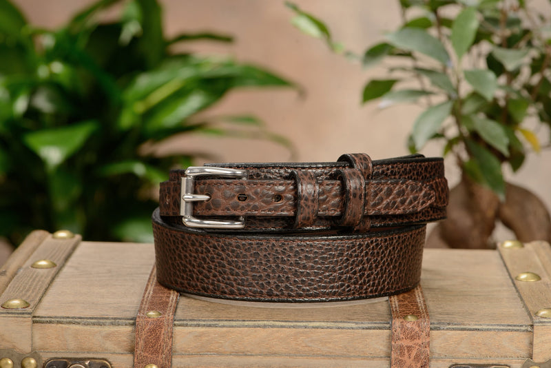 The Forester: Men's Brown Stitched American Bison Ranger Leather Belt ...