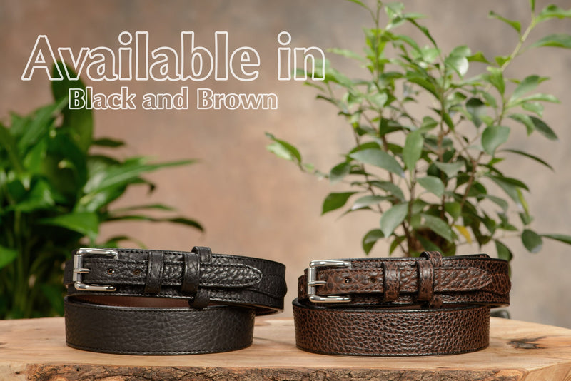 The Forester: Men's Brown Stitched American Bison Ranger Leather Belt 1.50" - Amish Made Belts