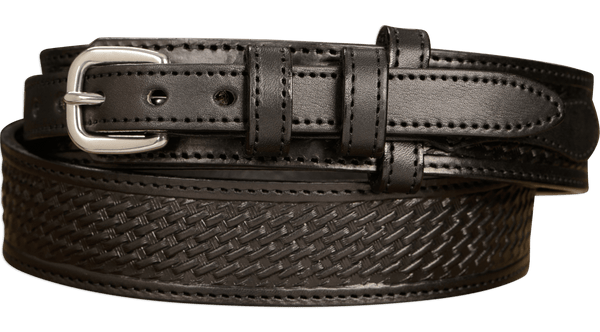 The Walker: Black Stitched Basket Weave Ranger 1.50" - Amish Made Belts