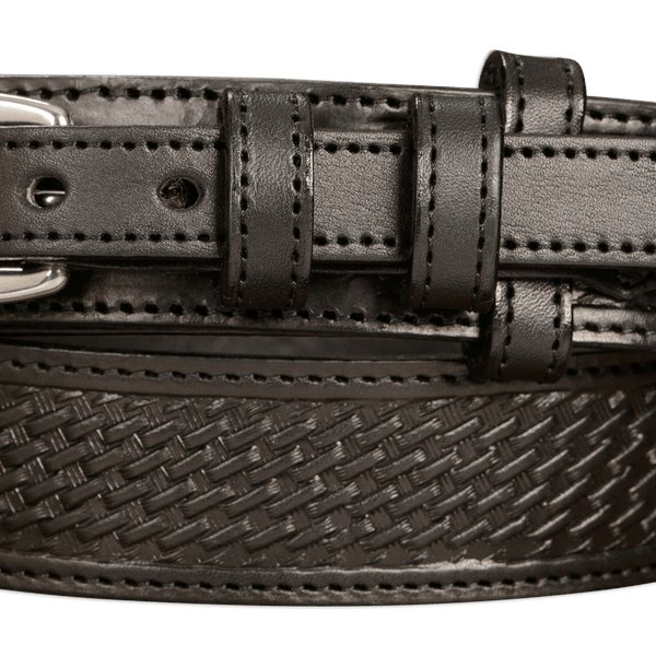 Mens Black Stitched Basket Weave Ranger Belt 1.50 Mens Black Stitched Basket Weave Ranger Belt 1.50