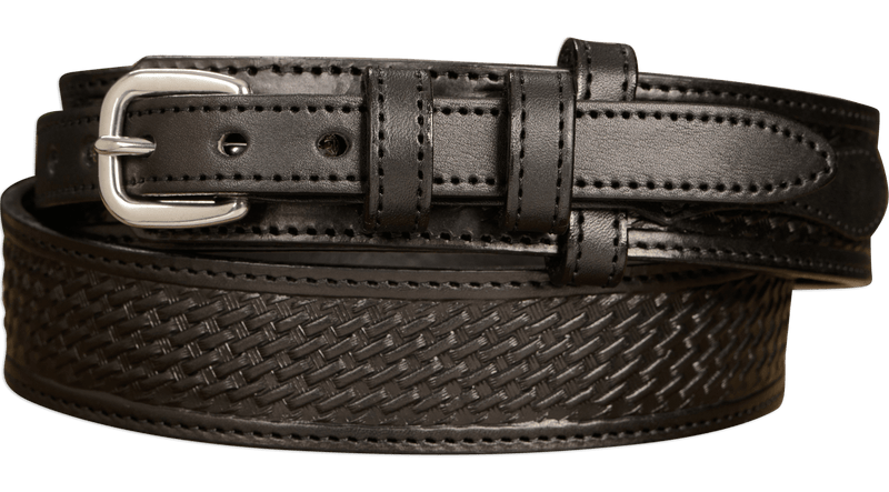 Mens Black Stitched Basket Weave Ranger Belt 1.50 Mens Black Stitched Basket Weave Ranger Belt 1.50