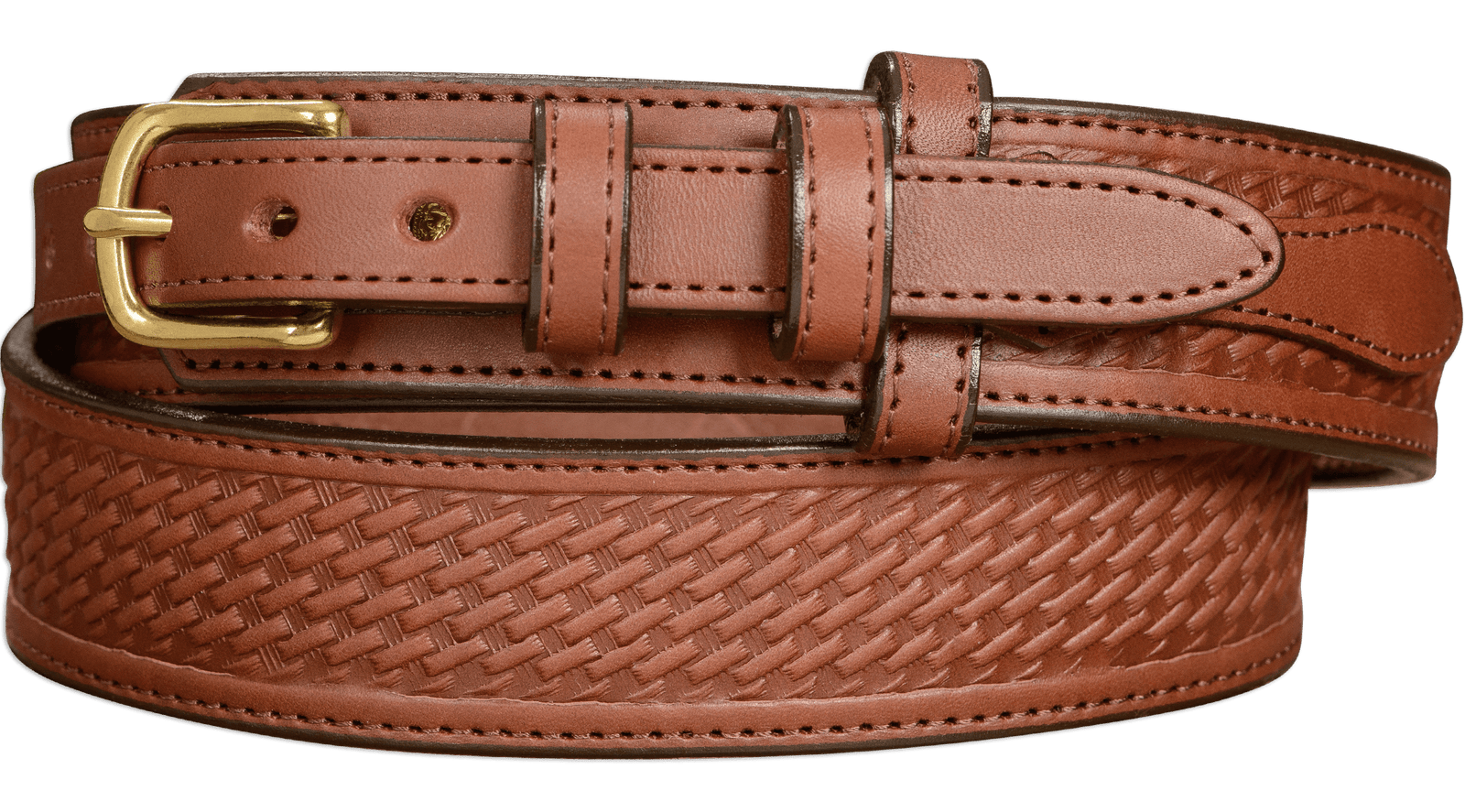 Men's Medium Brown Stitched Basket Weave Ranger 1.50 Men's Medium Brown Stitched Basket Weave Ranger 1.50