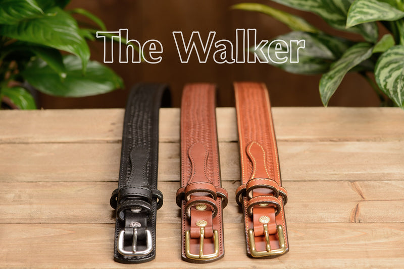 The Walker: Chestnut Brown Stitched Basket Weave Ranger 1.50" - Amish Made Belts