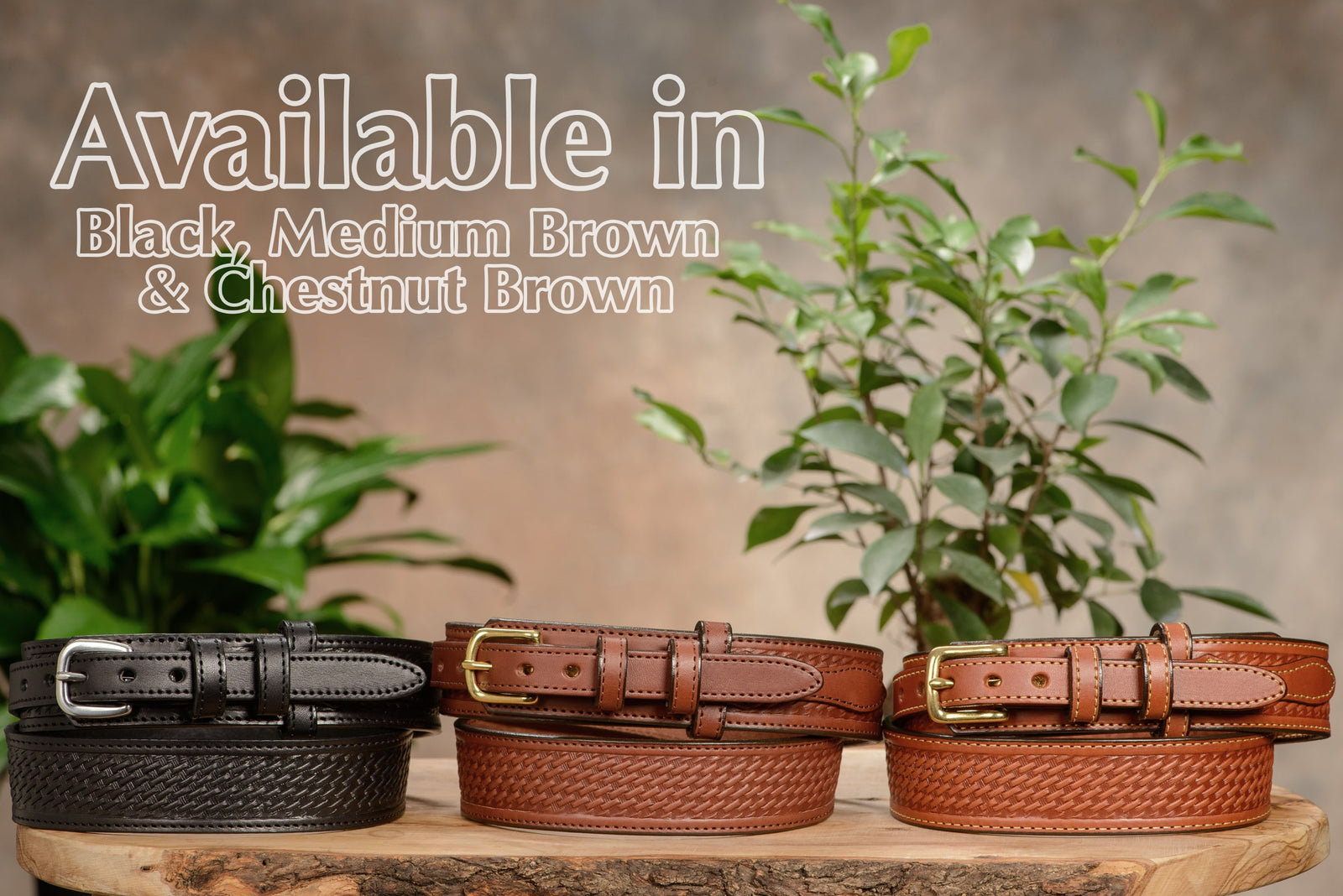 Men's Medium Brown Stitched Basket Weave Ranger 1.50