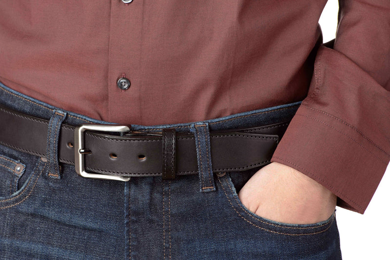 The Stallion: Black Stitched Italian Leather 1.50" - Amish Made Belts