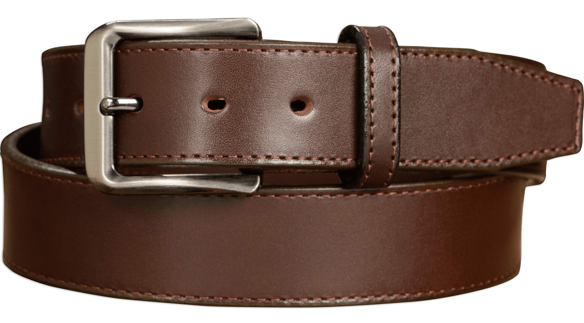 Men's Brown Stitched Italian Leather Belt - The Stallion 1.50 ...