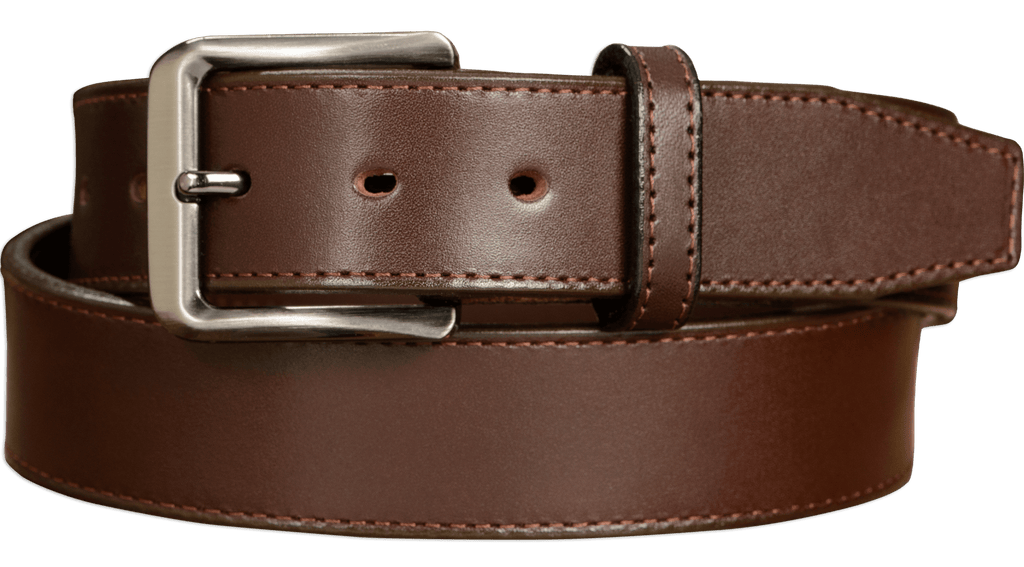 STALLION BELTS スタリオン　ベルト　ダークブラウン Men's Brown Stitched Italian Leather Belt - The Stallion 1.50