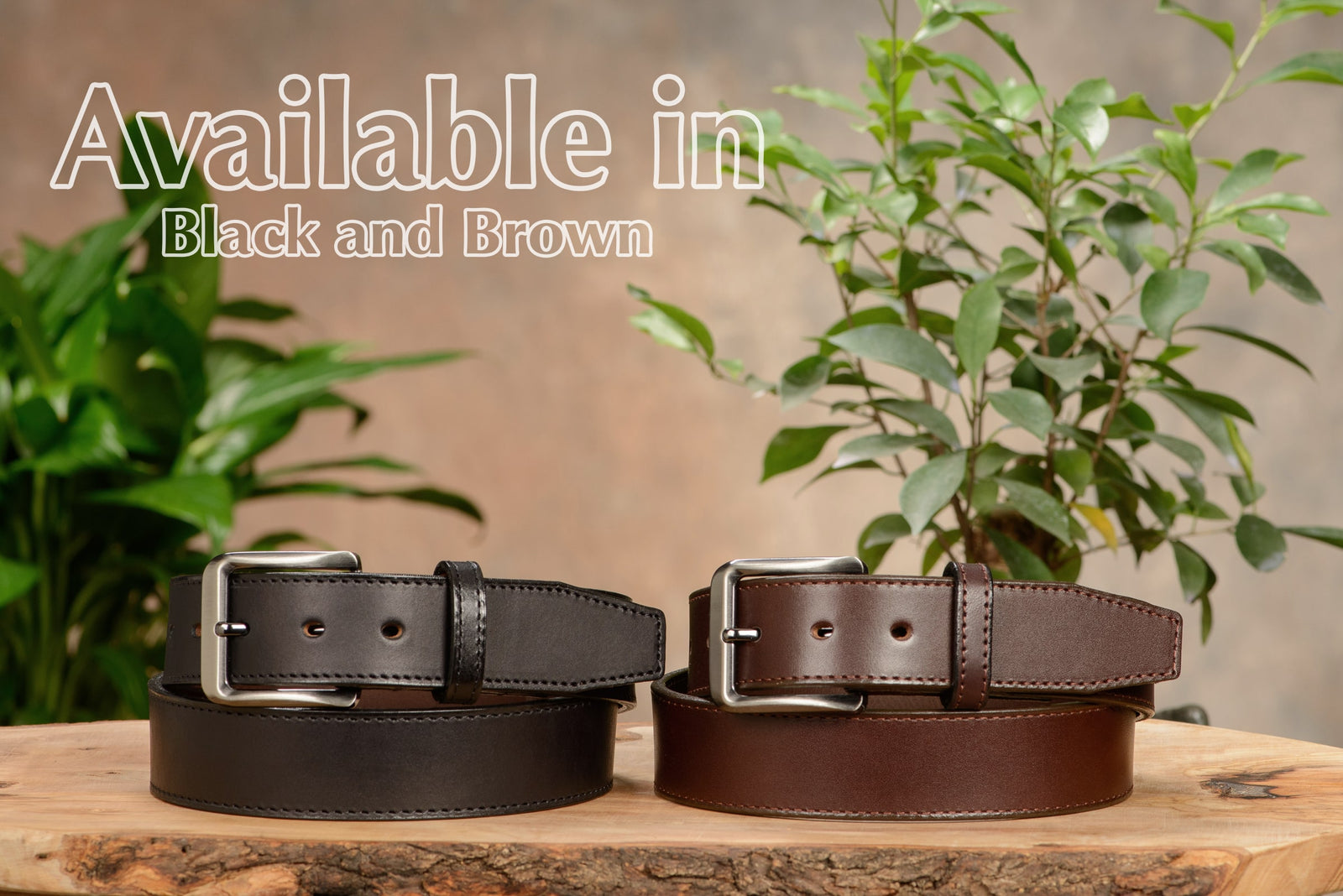 Men's Brown Stitched Italian Leather Belt - The Stallion 1.50