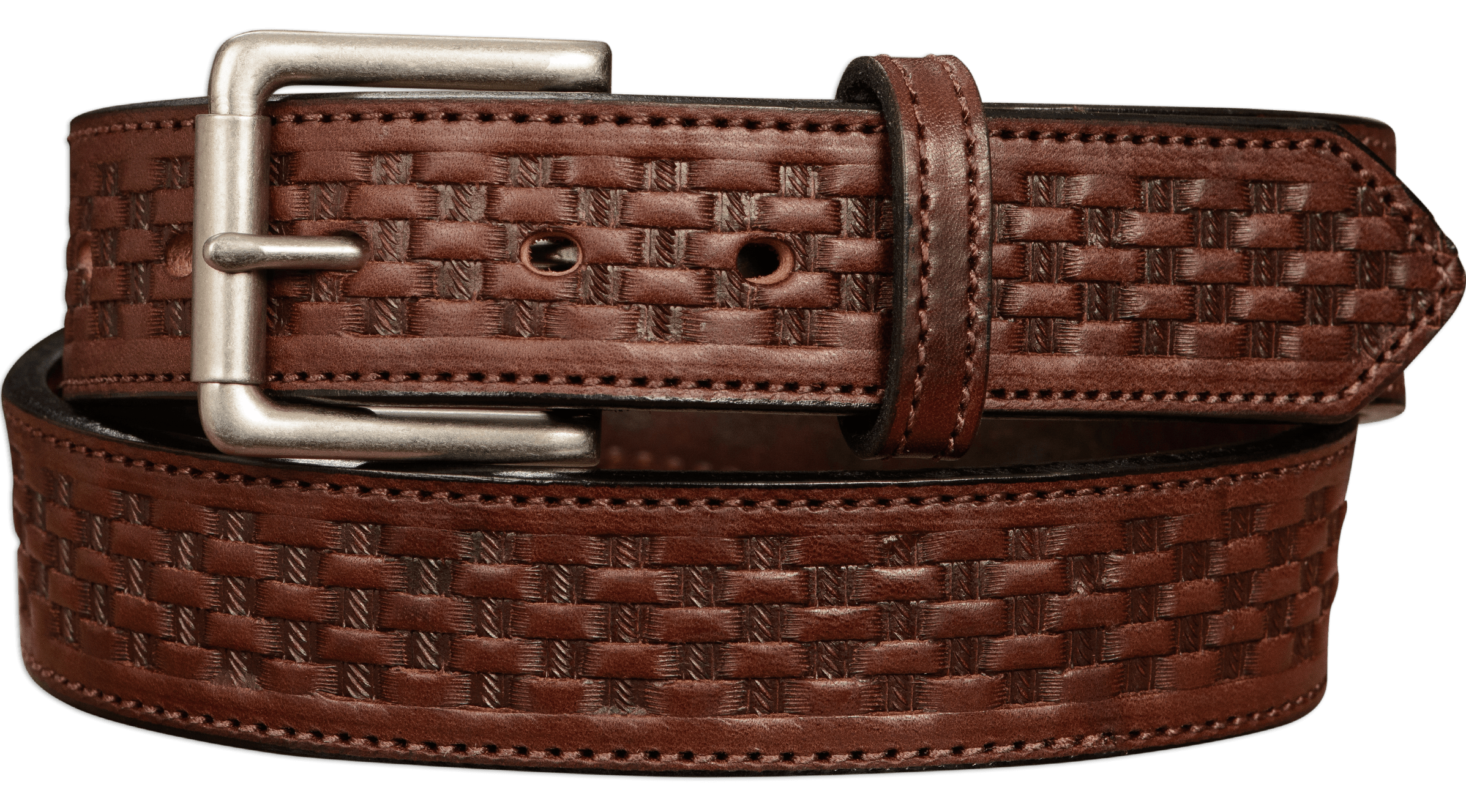 The Maverick: Brown Stitched Basket Weave 1.50
