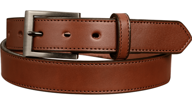 The Admiral: Men's Medium Brown Stitched Leather Belt 1.19" - Amish Made Belts