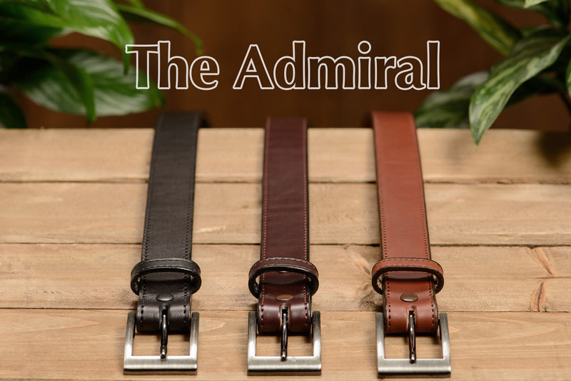 The Admiral: Men's Brown Stitched Leather Belt 1.19" - Amish Made Belts