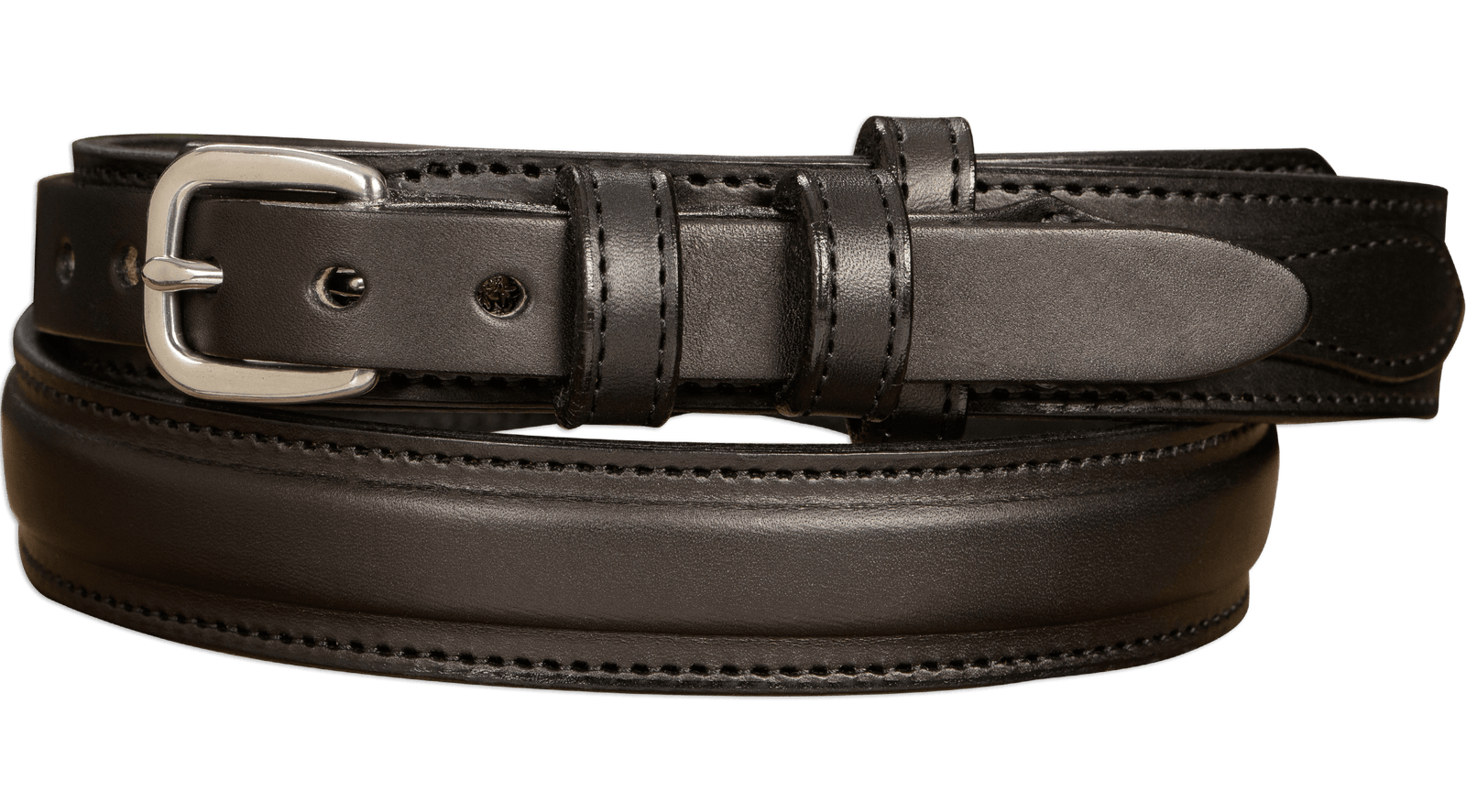 Black Stitched Ranger Leather Belt: The Walker 1.25 Black Stitched Ranger Leather Belt: The Walker 1.25