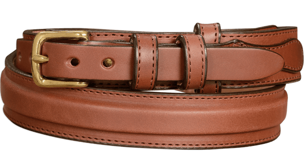 The Walker: Medium Brown Stitched Ranger 1.25" - Amish Made Belts