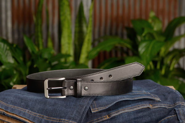 SPECIAL OFFER The Admiral: Black Stitched 1.50" - Amish Made Belts