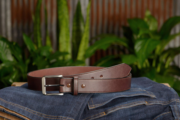 SPECIAL OFFER The Admiral: Brown Stitched 1.50" - Amish Made Belts