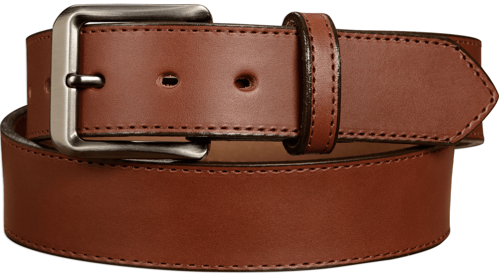 The Admiral: Men's Medium Brown Stitched Leather Belt 1.50