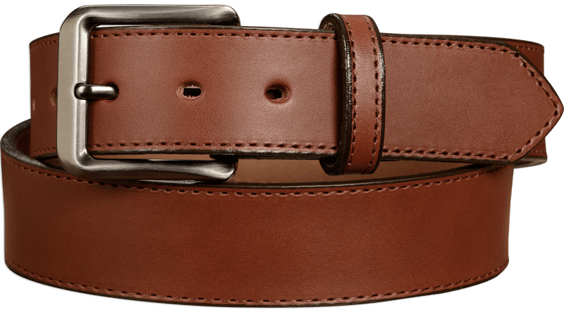 The Admiral: Men's Medium Brown Stitched Leather Belt 1.50" - Amish Made Belts