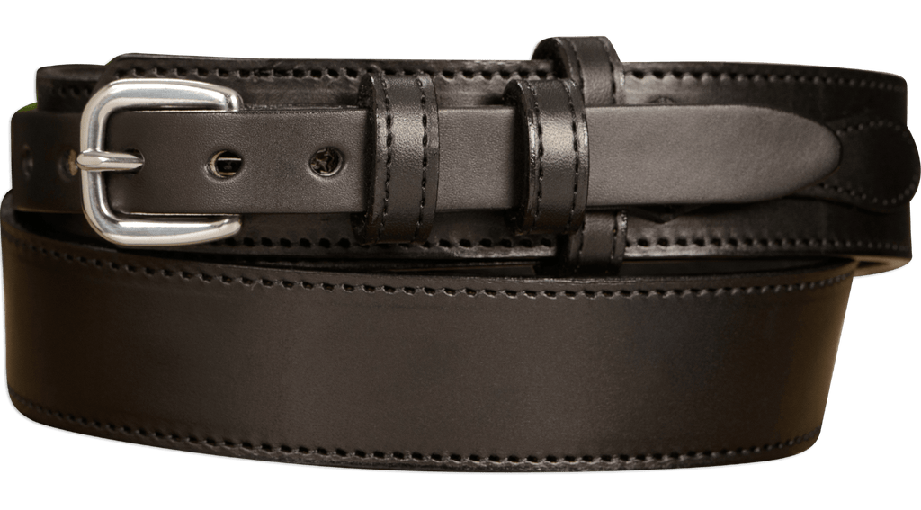 Black Stitched Ranger Leather Belt: The Walker 1.50